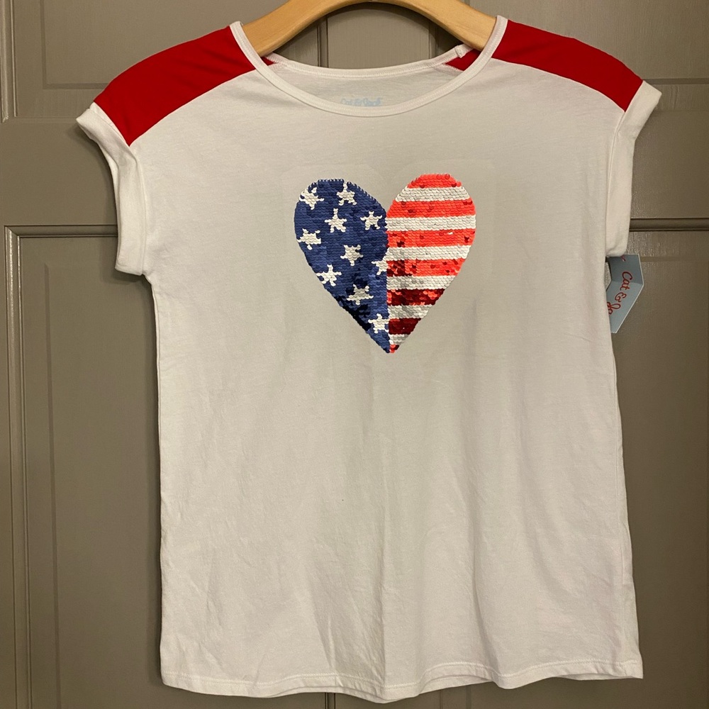 Cat & Jack girls tshirt with sequins. XL (14-16) New with tags, great condition.